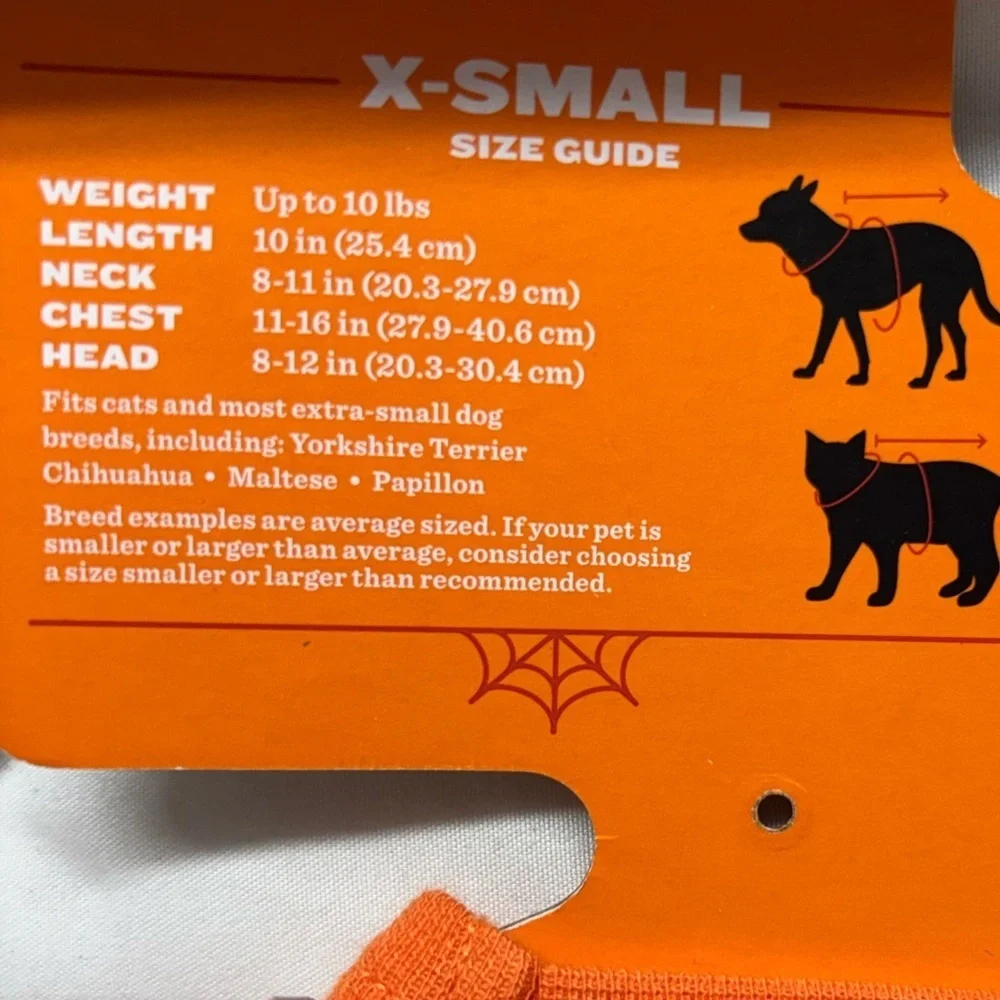 Hyde And Eek! Halloween Orange Pet Pajamas for dog or cat- XS up to 10lbs